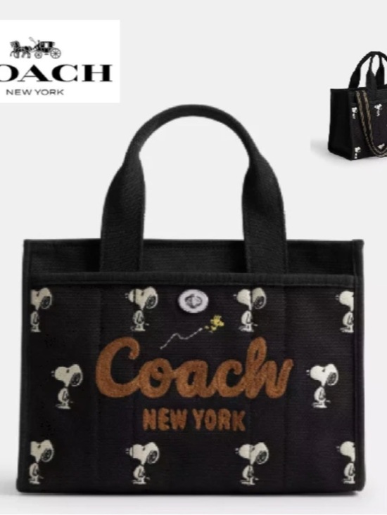 Coach Handbags - Coach Black Canvas Snoopy Tote w/Gift Bag, Dust Bag and COA! NWT